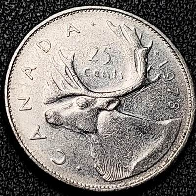 泉币菌-第196场- 新年快乐 新年第4场 本场拍品多 请提前出价 - 高币值 加拿大1978年1/4加拿大元 伊丽莎白二世 驯鹿 24mm 