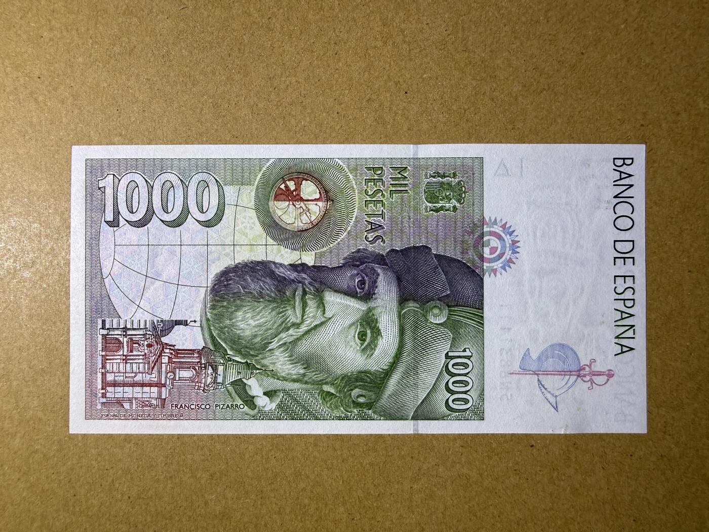 《艾美收藏》第232期-2.22周日外币靓号精品场(春节首拍) 狮子号 西班牙1000比塞塔 UNC 1992年末版 无47狮子号 局部轻微荧光