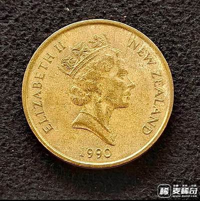 新西兰1990年首发首版女皇头像/大篮鹭图案2新元靓品硬币 - 新西兰1990年首发首版女皇头像/大篮鹭图案2新元靓品硬币