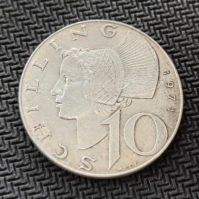 外国优质老铜币银币，周日九点倒数截拍，满百包邮，持续收拍，初八发货 - 奥地利1971年10先令银币，发行于二战后奥地利中立国时期。正面的传统女性头像，体现了奥地利的币制传统；背面的奥地利国徽，见证了其在冷战中保持中立、重建国家经济与文化的历史阶段。