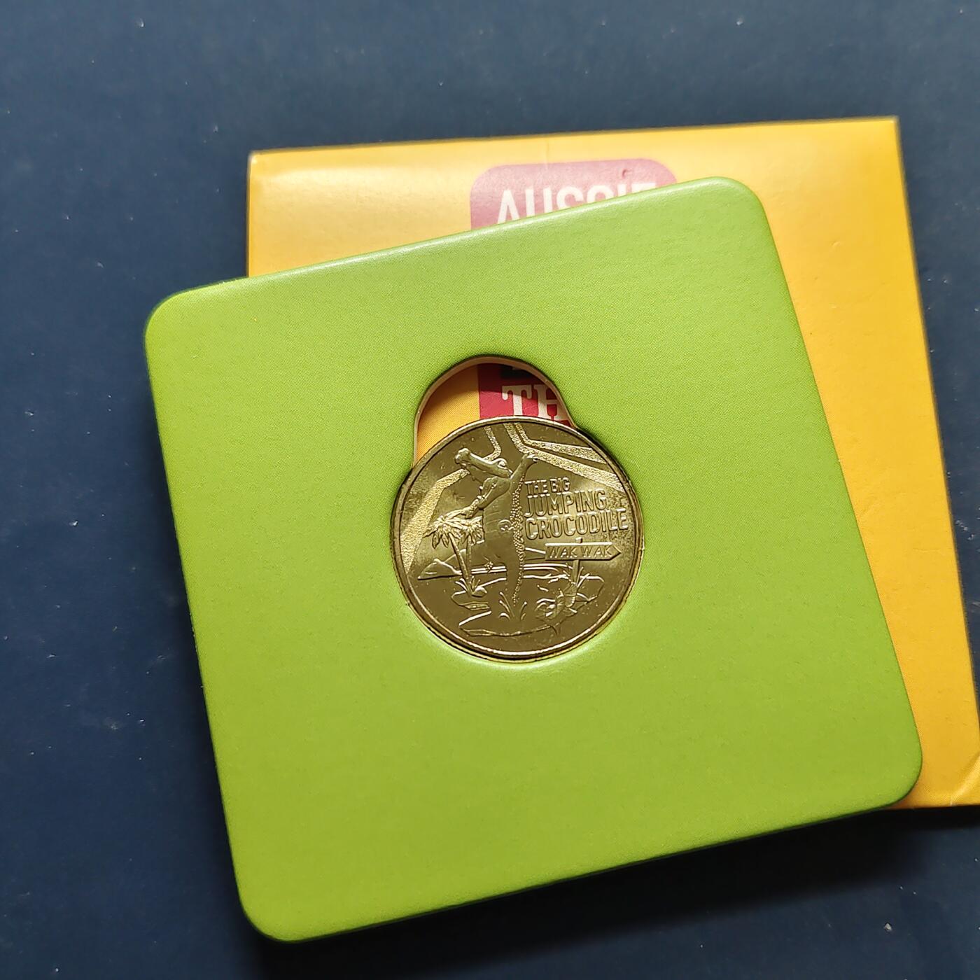 【全场包邮】纯粹捡漏拍505场 澳大利亚2023年1元超大地标系列阿德雷德河跳跃鳄鱼官方卡装纪念币