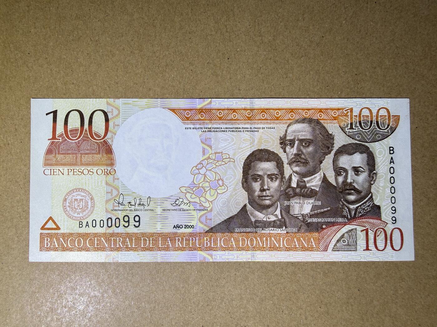 《艾美收藏》第232期-2.22周日外币靓号精品场(春节首拍) 多米尼加100元 UNC 2000元早期版本 十位小号 无47双尾99