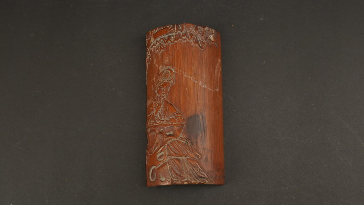 上海都达杂项专场三十三【年后发货全场包邮】  清 竹刻仕女笔搁