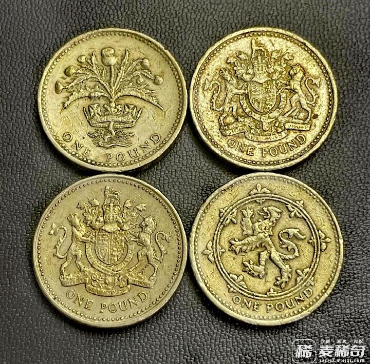 英国1989、93、94、2003年1英磅加厚靓品硬币4枚一组