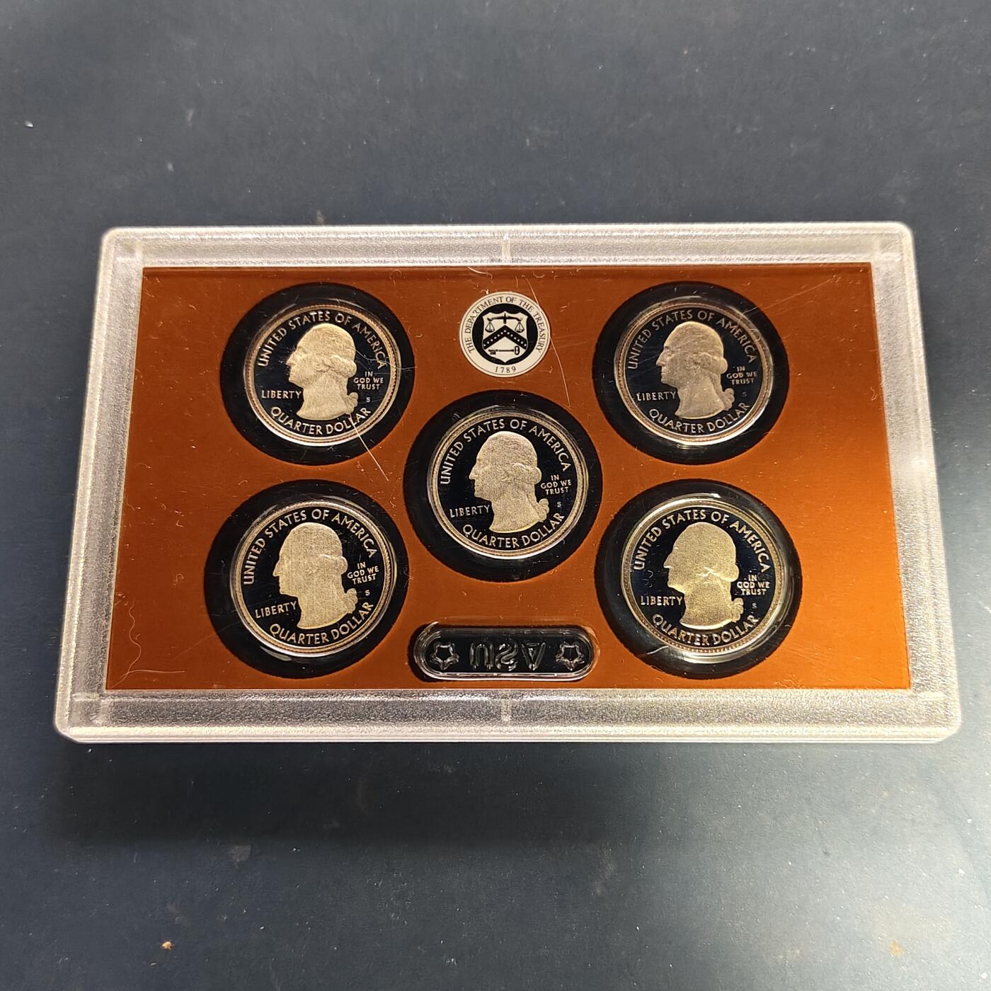 【全场包邮】纯粹捡漏拍505场 美国2011年25分国家公园系列官方盒装精制套币-俄克拉荷马奇克索国家公园+宾夕法尼亚盖兹堡+华盛顿州奥林匹克国家公园+蒙大拿州冰川国家公园+密西西比维克斯堡