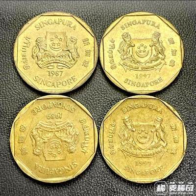新加坡1987、89、97、97年1新元靓品硬币4枚一组 - 新加坡1987、89、97、97年1新元靓品硬币4枚一组