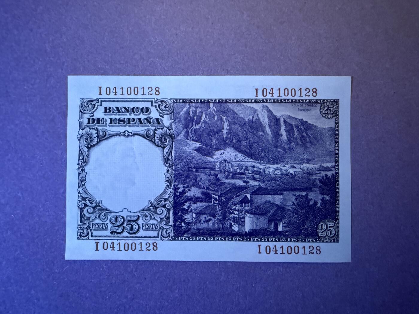 《艾美收藏》第232期-2.22周日外币靓号精品场(春节首拍) 西班牙25比塞塔 UNC 1946年 西班牙经济学家埃斯特拉达