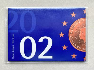 咖啡豆•收藏 2026年Feb_28th世界各国硬币套币拍卖 - 荷兰 2002年 MS UNC封装 FDC欧元套币 外国硬币