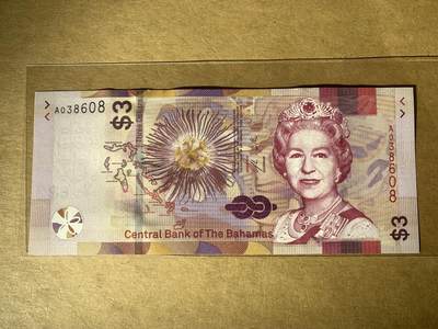 【礼羽收藏】🌏世界钱币拍卖第130期 - 【A038608】全新UNC 2019年巴哈马3元纸币 女王钞 A冠 无47尾8 