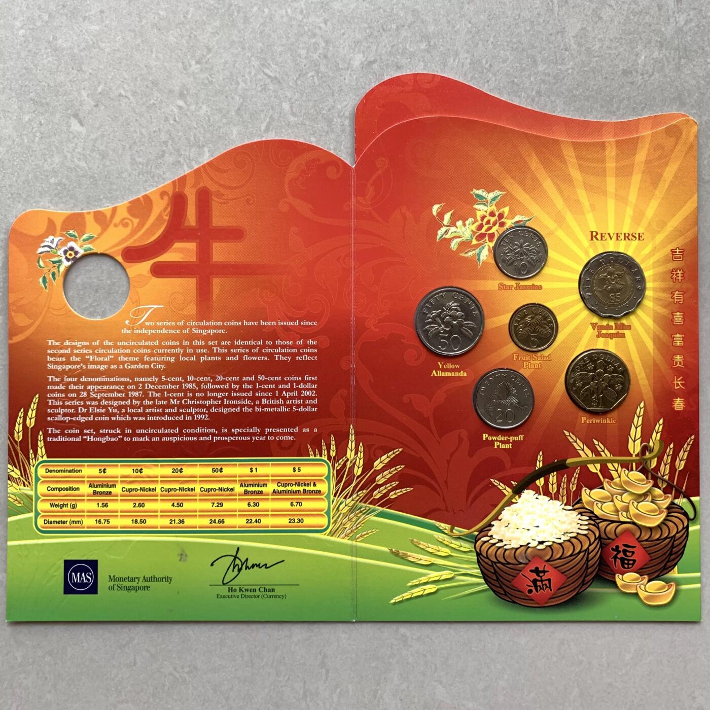 咖啡豆•收藏 2026年Feb_28th世界各国硬币套币拍卖 新加坡 2009年 生肖牛年 第二系列 UNC红包套币 外国硬币 含红色包装套未展示