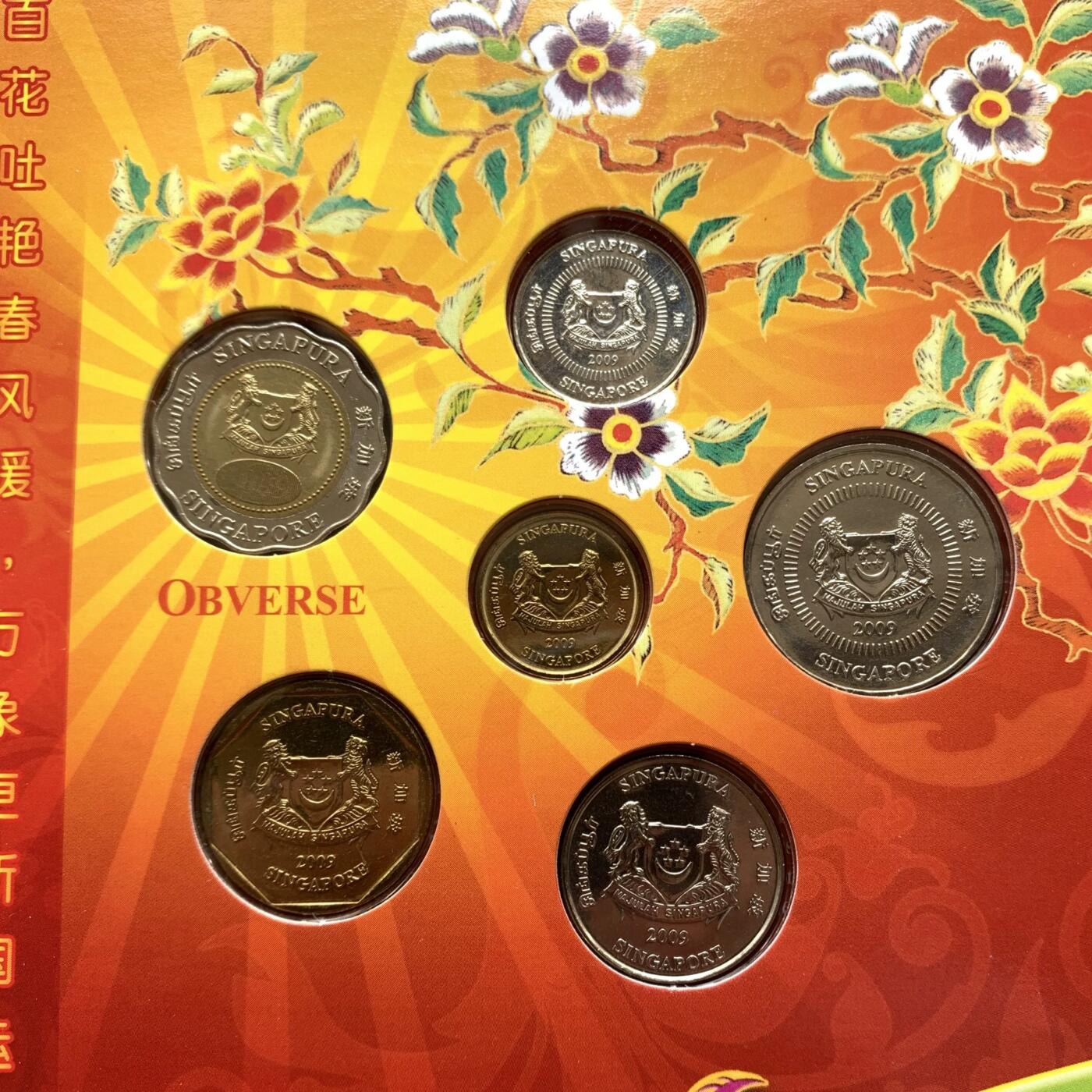 咖啡豆•收藏 2026年Feb_28th世界各国硬币套币拍卖 新加坡 2009年 生肖牛年 第二系列 UNC红包套币 外国硬币 含红色包装套未展示