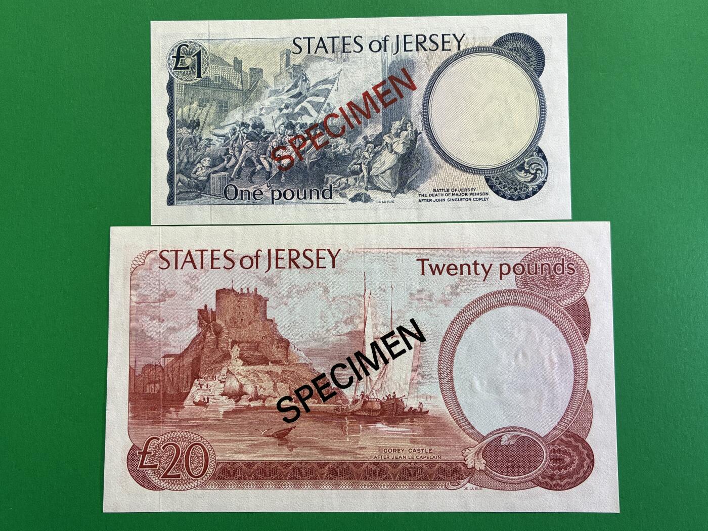 咖啡豆•收藏 2026年Mar_1st世界各国纸币样票拍卖 泽西岛 1-20镑 全新UNC同号 外国纸币样票 4枚一套