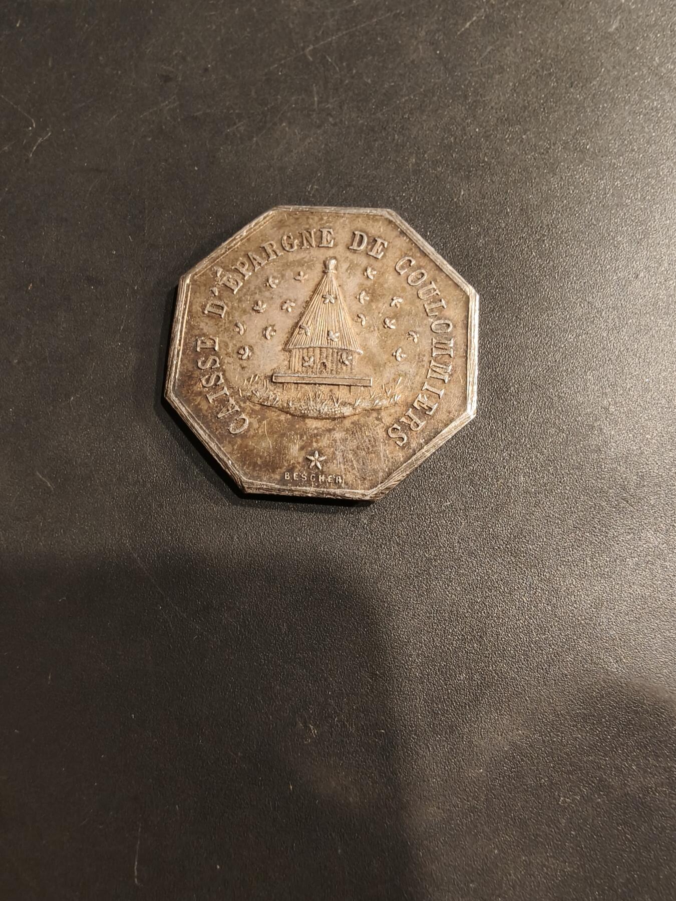 老王徽章第184期 法国奥尔良储蓄银行八角银章    950银    直径30mm    重量12.4g