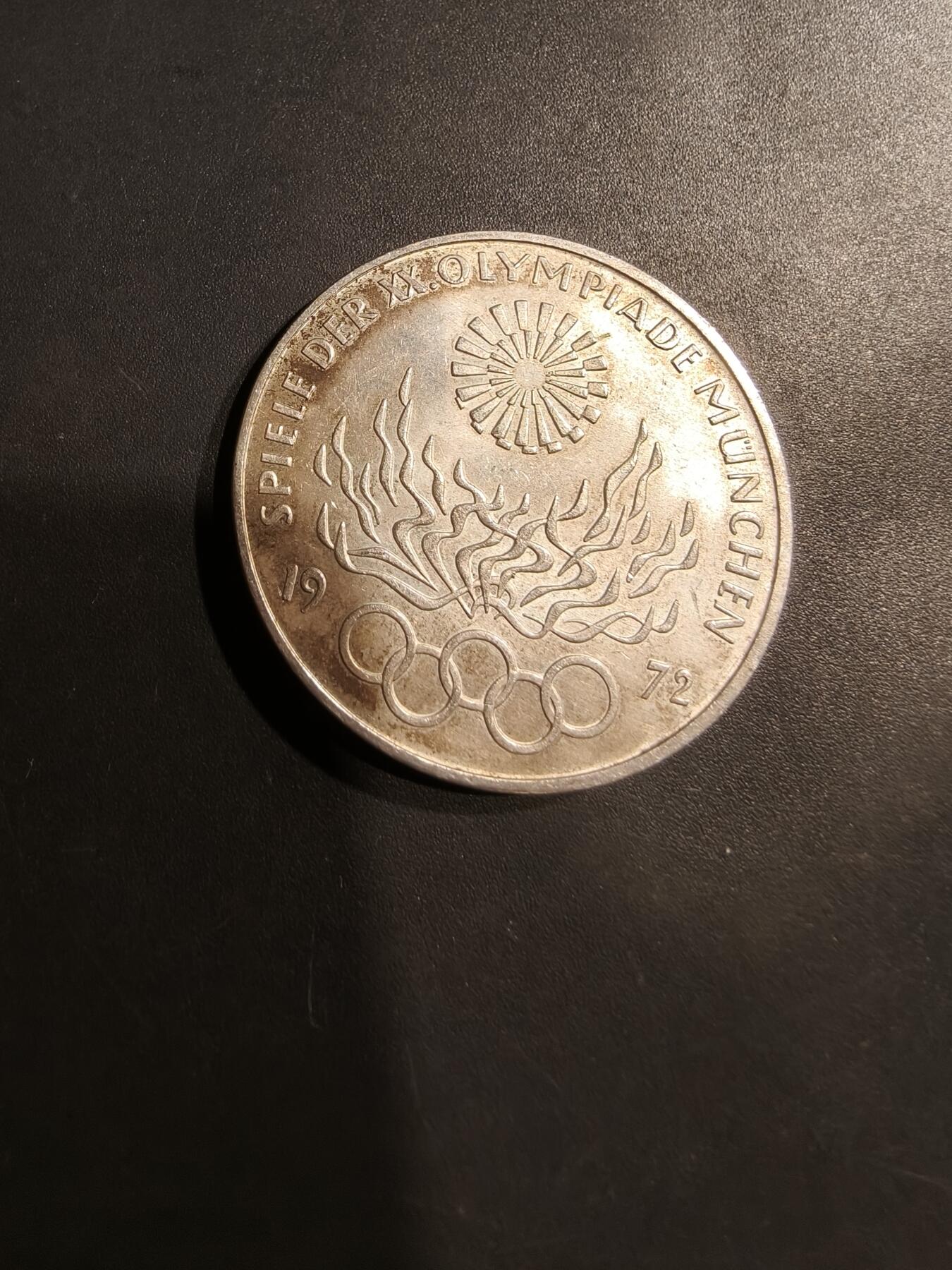 老王徽章第184期 德国1972年慕尼黑奥运会纪念币    625银     价值10马克    15.5g