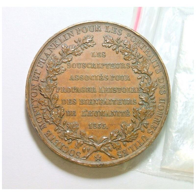 【旋风钱币】2月22日19:00准时开拍 精美欧洲币章、银币银章、第三帝国钱币、手串手镯紫砂壶等 全场包邮！ 法国1833年 美国国父富兰克林高浮雕精制大铜章 42MM