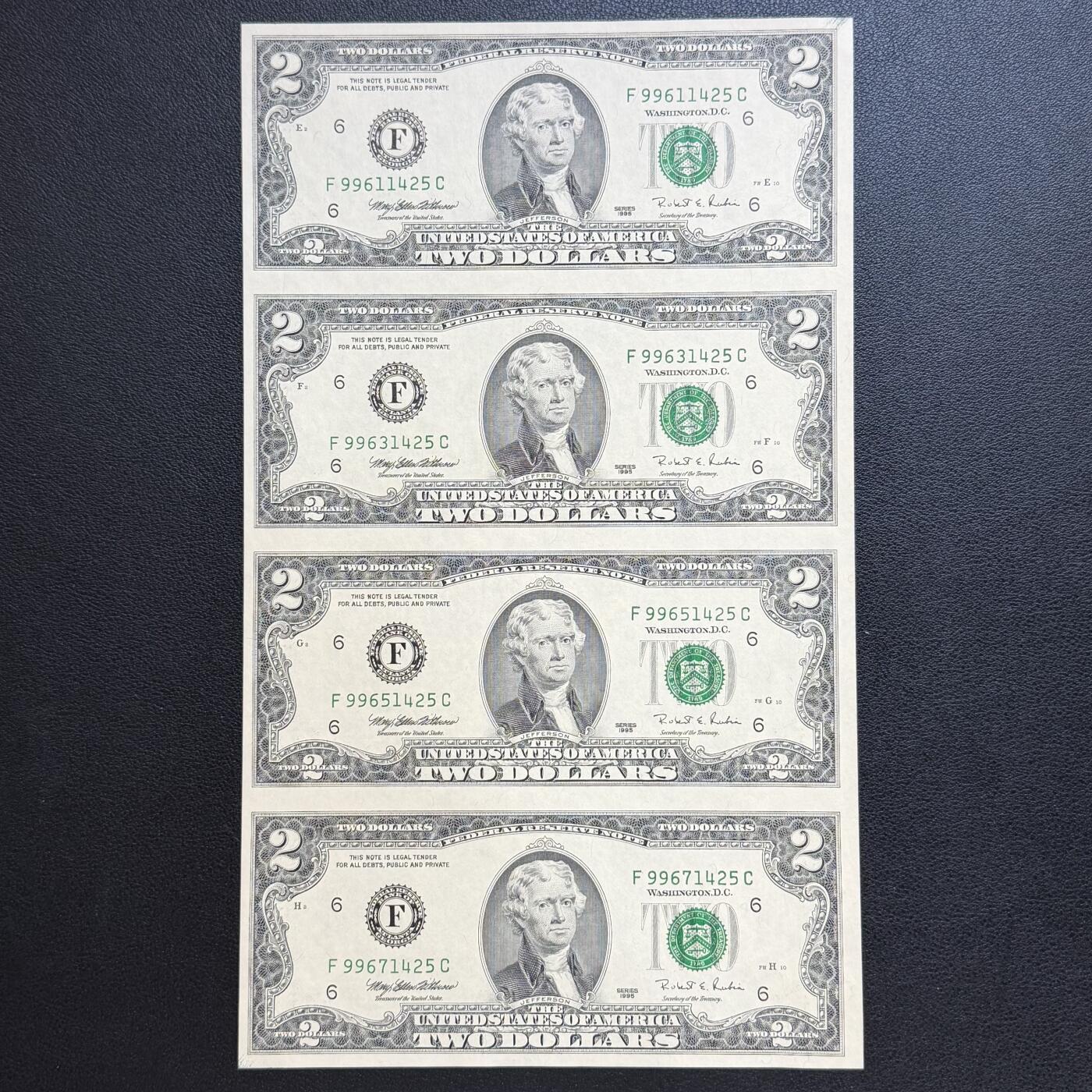 ＜星葵🌻钱币社＞非全新纸币场第70期·3月1日发货 美国1995年2元四联纸币