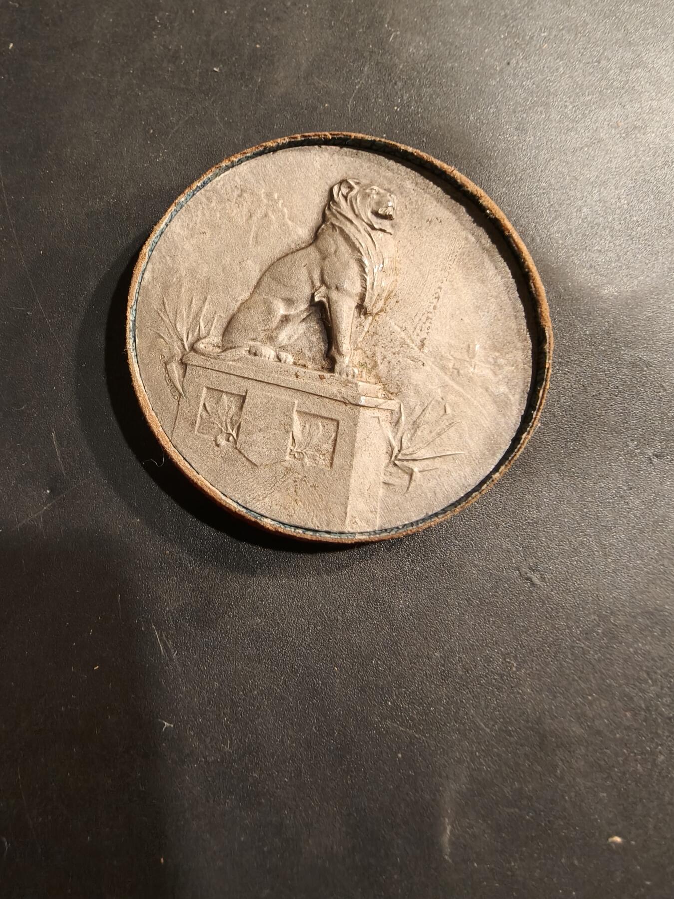 老王徽章第184期 法国1925年第32届拉罗谢尔地区节日镀银大铜章    原盒无盖     直径46mm     重量43.1g