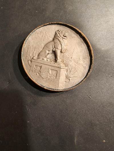 老王徽章第184期 - 法国1925年第32届拉罗谢尔地区节日镀银大铜章    原盒无盖     直径46mm     重量43.1g