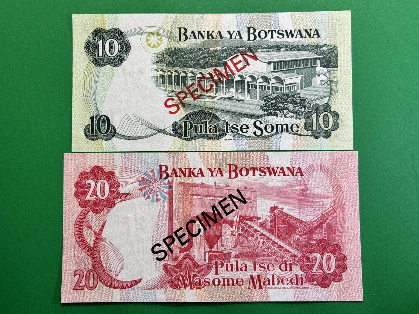 咖啡豆•收藏 2026年Mar_1st世界各国纸币样票拍卖 博茨瓦纳 1976年 1-20普拉 全新UNC同号 外国纸币样票 5枚一套