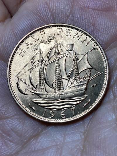 2026年第三十一场(总第二百场)英国一线回流散币新春特拍第三场(免佣金) 原光好品–英国🇬🇧1967年半便士(伊丽莎白二世青年桂冠第二版，普制币关门年)