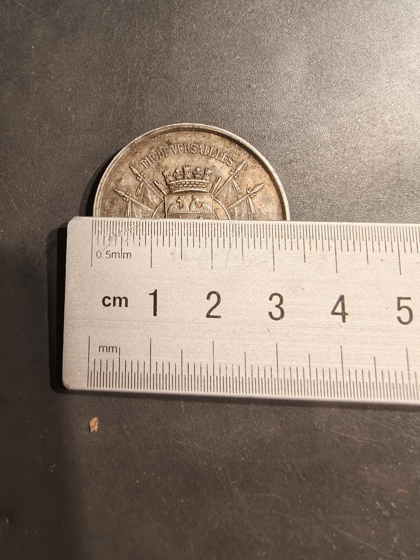 老王徽章第184期 法国凡尔赛射击协会大银章     950银    直径33mm    重量15.9g