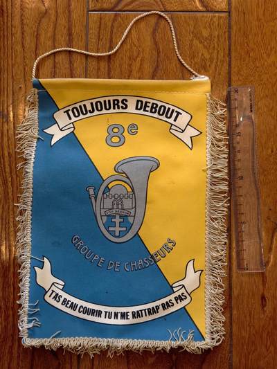 凯旋世界勋赏（持续上新中）（第22期新年大拍）（欢迎送拍）（对拍品有疑问请询问客服，不接受到手刀，出价默认拍品品相。请认真阅读拍卖规则！出价默认已认可！）（收到货请录制开箱视频，无视频概不处理问题。） - 法国陆军第8猎兵团（8e Groupe de Chasseurs，又称“西迪卜拉欣团”）**的小旗（Fanion）。