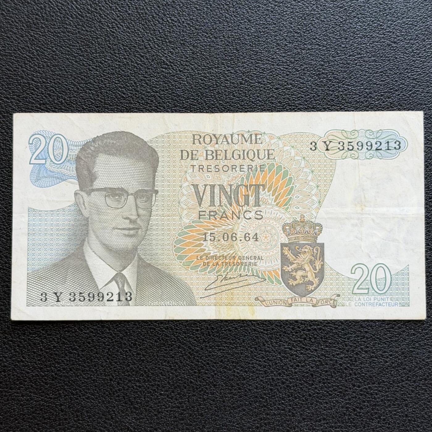 ＜星葵🌻钱币社＞非全新纸币场第70期·3月1日发货 比利时1964年20法郎纸币