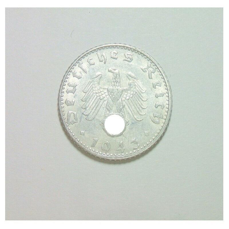 稀年 德国第三帝国1943年G版50芬尼 带原光