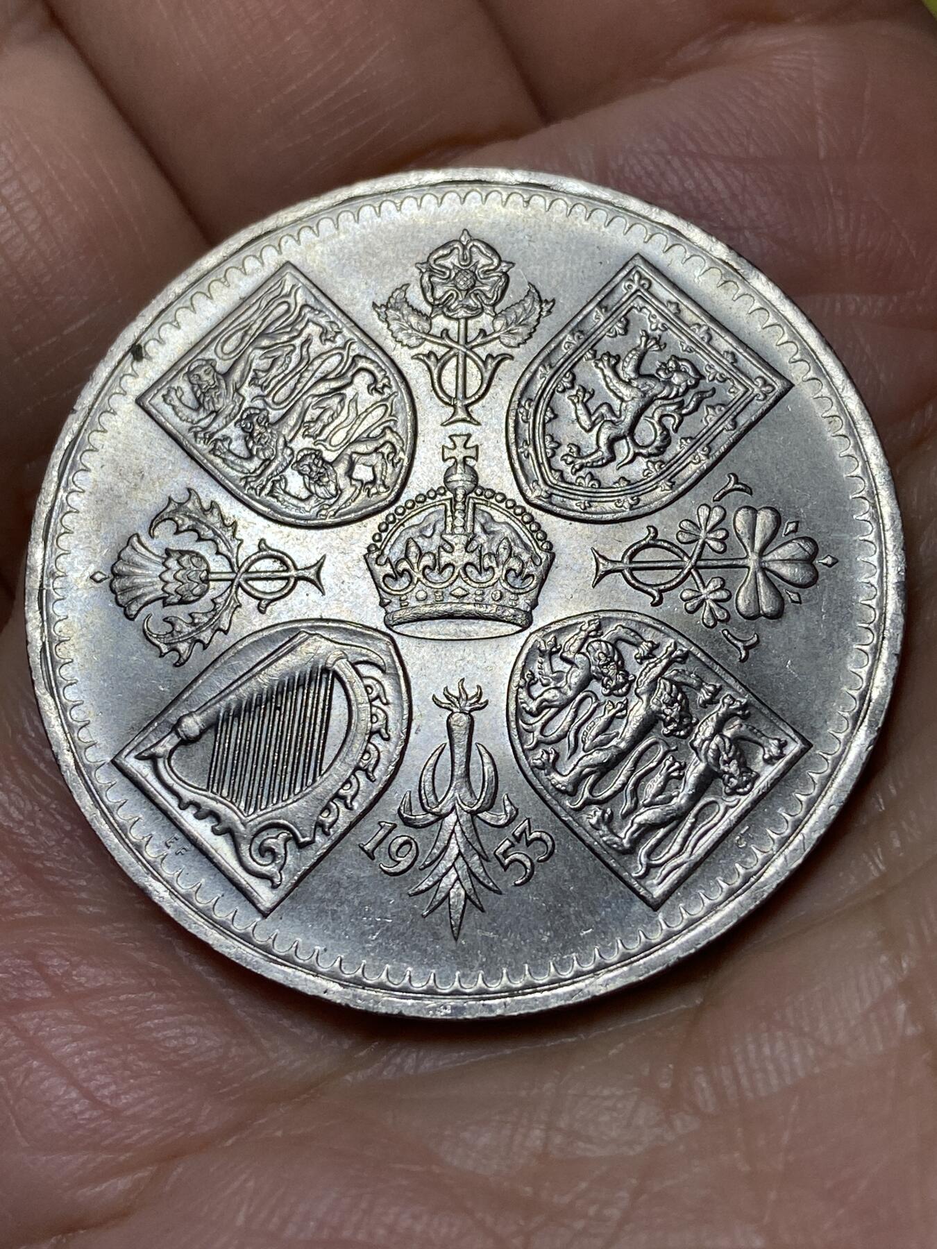 2026年第三十一场(总第二百场)英国一线回流散币新春特拍第三场(免佣金) 英国🇬🇧1953年5先令克朗型大币(伊丽莎白二世加冕纪念币)