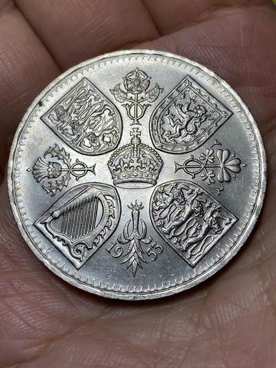 2026年第三十一场(总第二百场)英国一线回流散币新春特拍第三场(免佣金) 英国🇬🇧1953年5先令克朗型大币(伊丽莎白二世加冕纪念币)