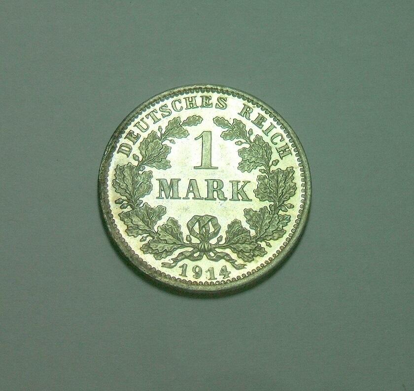 【旋风钱币】2月22日19:00准时开拍 精美欧洲币章、银币银章、第三帝国钱币、手串手镯紫砂壶等 全场包邮！ 【银】德国一战1914年D版1马克银币 精制PROOF版 极其稀少