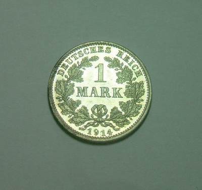 【银】德国一战1914年D版1马克银币 精制PROOF版 极其稀少 - 【银】德国一战1914年D版1马克银币 精制PROOF版 极其稀少
