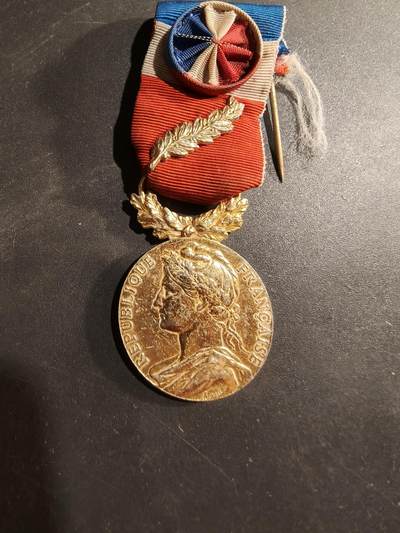 老王徽章第184期 - 法国金级劳工奖章    1990年实发    925银镀金   金棕榈勋饰    16.3g