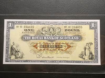 【年后首拍！】2026二月第三期，总217期 - 苏格兰皇家银行1965年UNC，不列颠女神和拿花女神/爱丁堡和格拉斯哥的分行，后期小票幅版本