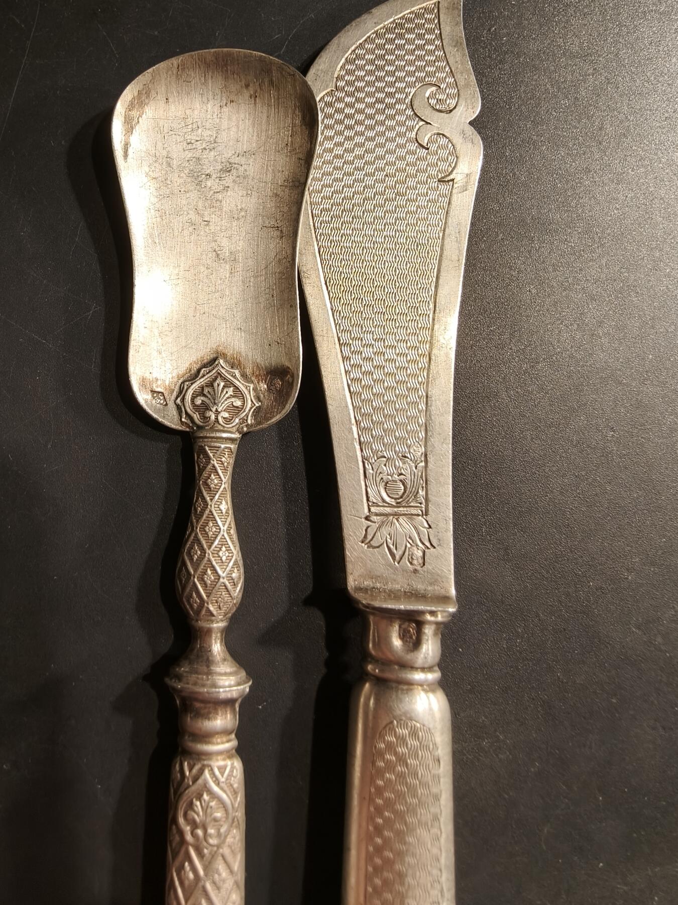 老王徽章第184期 法国银餐具一组     都带密涅瓦1级银标    950银     74.2g