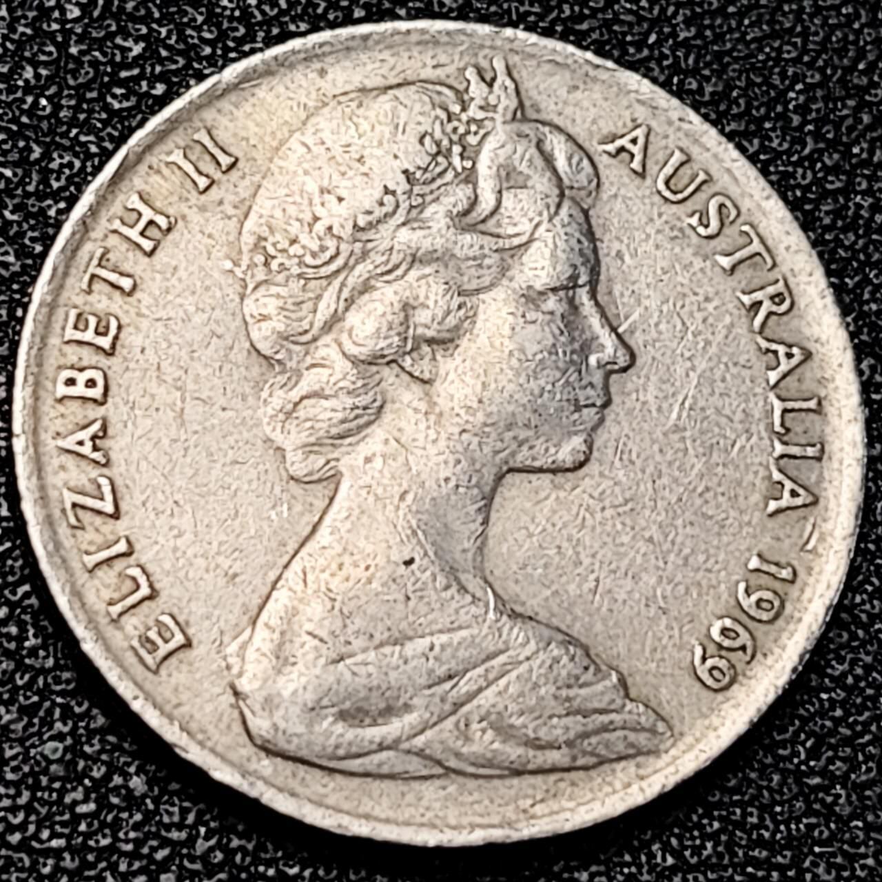 泉币菌-第195场- 新年快乐 新年第三场 本场拍品多 请提前出价 1969年 澳大利亚10分 23.5mm 琴鸟 