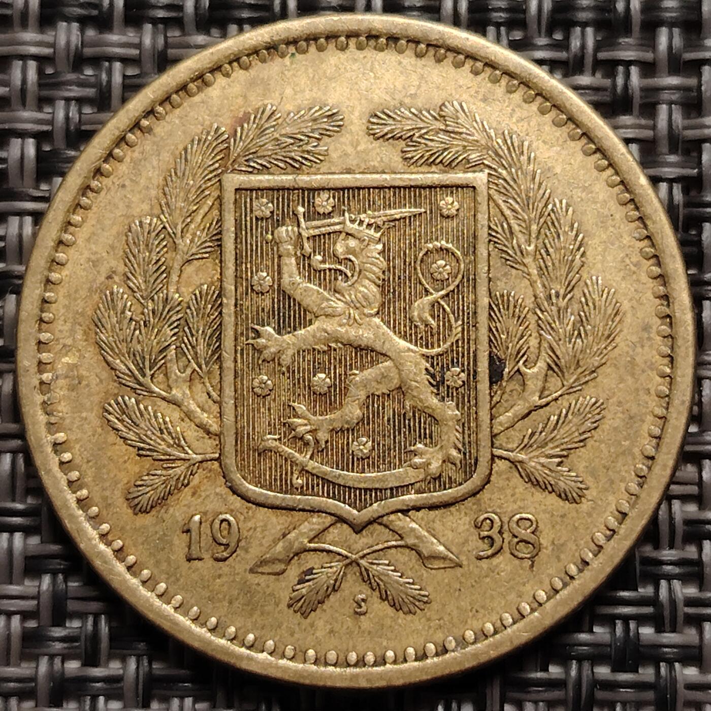 布加迪🐬～世界钱币(上海)🌾第 276 期 /  各国套币和散币 芬兰🇫🇮 1938年 20马克 31mm 大直径 ~C18