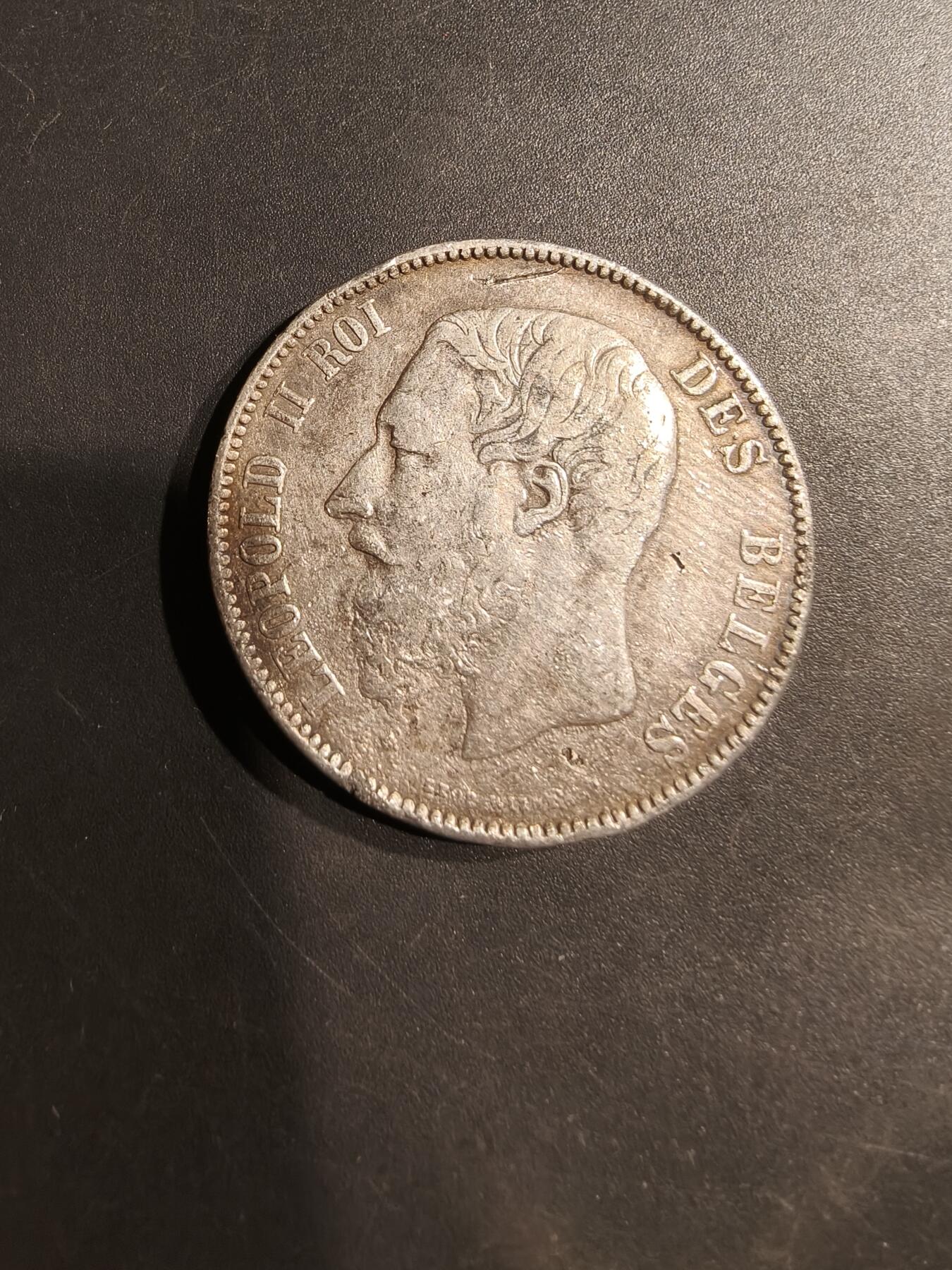 老王徽章第184期 比利时1868年5法郎学习币