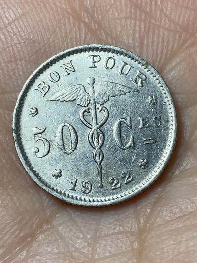 2026年第三十一场(总第二百场)英国一线回流散币新春特拍第三场(免佣金) - 比利时🇧🇪1922年50分(阿尔贝一世时期，法语版)