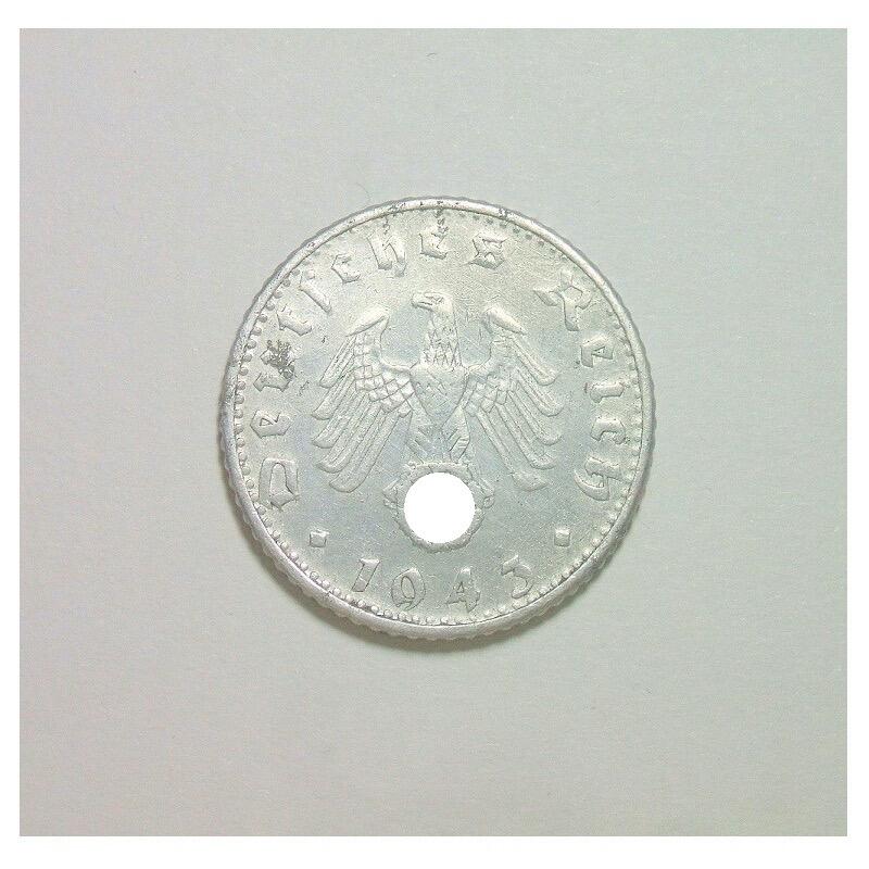 德国第三帝国1943年D版50芬尼 好品