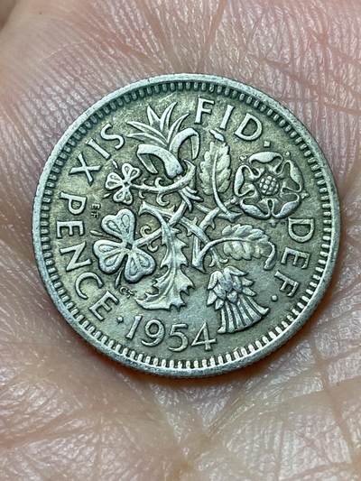 2026年第三十一场(总第二百场)英国一线回流散币新春特拍第三场(免佣金) - 英国🇬🇧1954年6便士(伊丽莎白二世青年桂冠第二版，首发年)