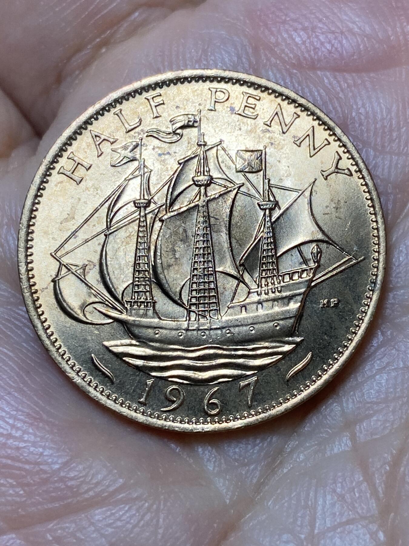 2026年第三十一场(总第二百场)英国一线回流散币新春特拍第三场(免佣金) 原光好品–英国🇬🇧1967年半便士(伊丽莎白二世青年桂冠第二版，普制币关门年)