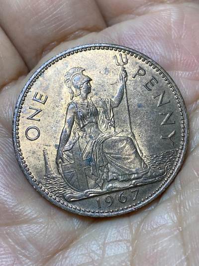 2026年第三十一场(总第二百场)英国一线回流散币新春特拍第三场(免佣金) - 带光好品–英国🇬🇧1967年1便士(伊丽莎白二世青年桂冠第二版，普制币关门年)
