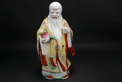 上海都达杂项专场102【全场包邮】  粉彩福、禄、寿三星大摆件 3尊85-8