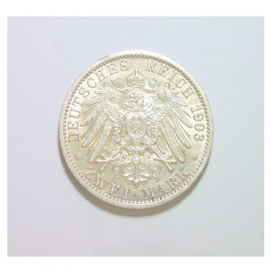 【旋风钱币】2月22日19:00准时开拍 精美欧洲币章、银币银章、第三帝国钱币、手串手镯紫砂壶等 全场包邮！ 【银】德国萨克森魏玛爱森纳赫1903年结婚2马克银币 带原光 发行量仅4万