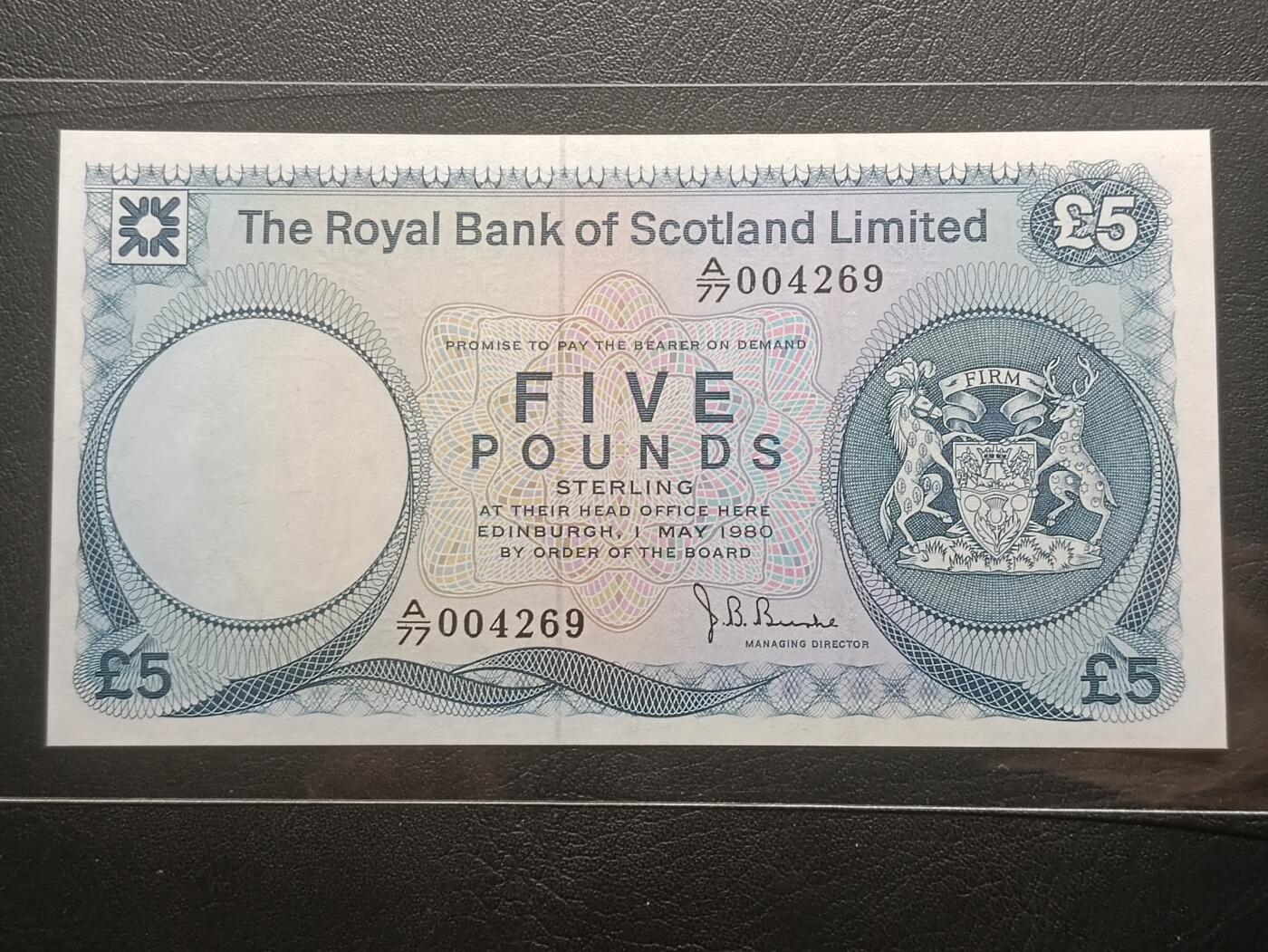 【年后首拍！】2026二月第三期，总217期 苏格兰皇家银行1980年UNC-千位号，早期少见中高面值品种