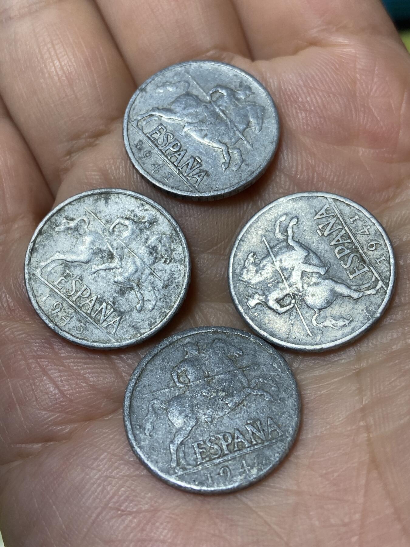 2026年第三十一场(总第二百场)英国一线回流散币新春特拍第三场(免佣金) 西班牙🇪🇸5分4枚：1940年41年45年(国民政府时期，实际为弗朗哥控制)