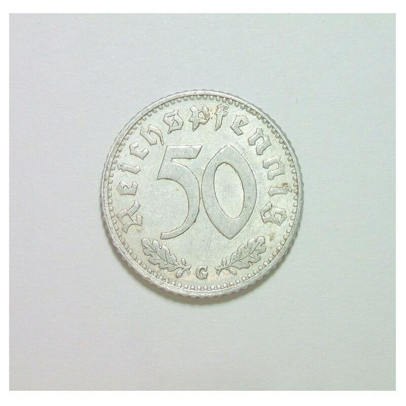 【旋风钱币】2月22日19:00准时开拍 精美欧洲币章、银币银章、第三帝国钱币、手串手镯紫砂壶等 全场包邮！ 稀年 德国第三帝国1943年G版50芬尼 爽品