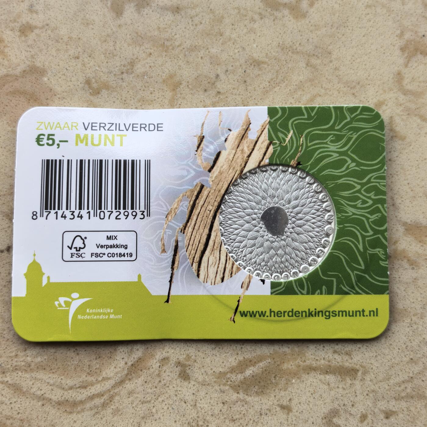 道一币馆币章第一百六十六场 原包装 荷兰2011年原包装WWF成立50周年5欧元镀银纪念币