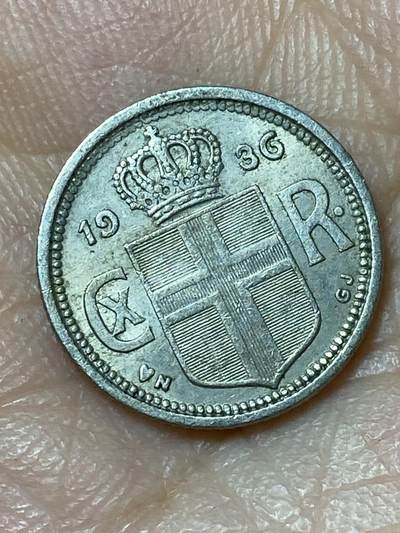 2026年第三十一场(总第二百场)英国一线回流散币新春特拍第三场(免佣金) 好品–丹属冰岛王国🇮🇸1936年10奥拉(克里斯蒂安十世第一版，N; GJ版)